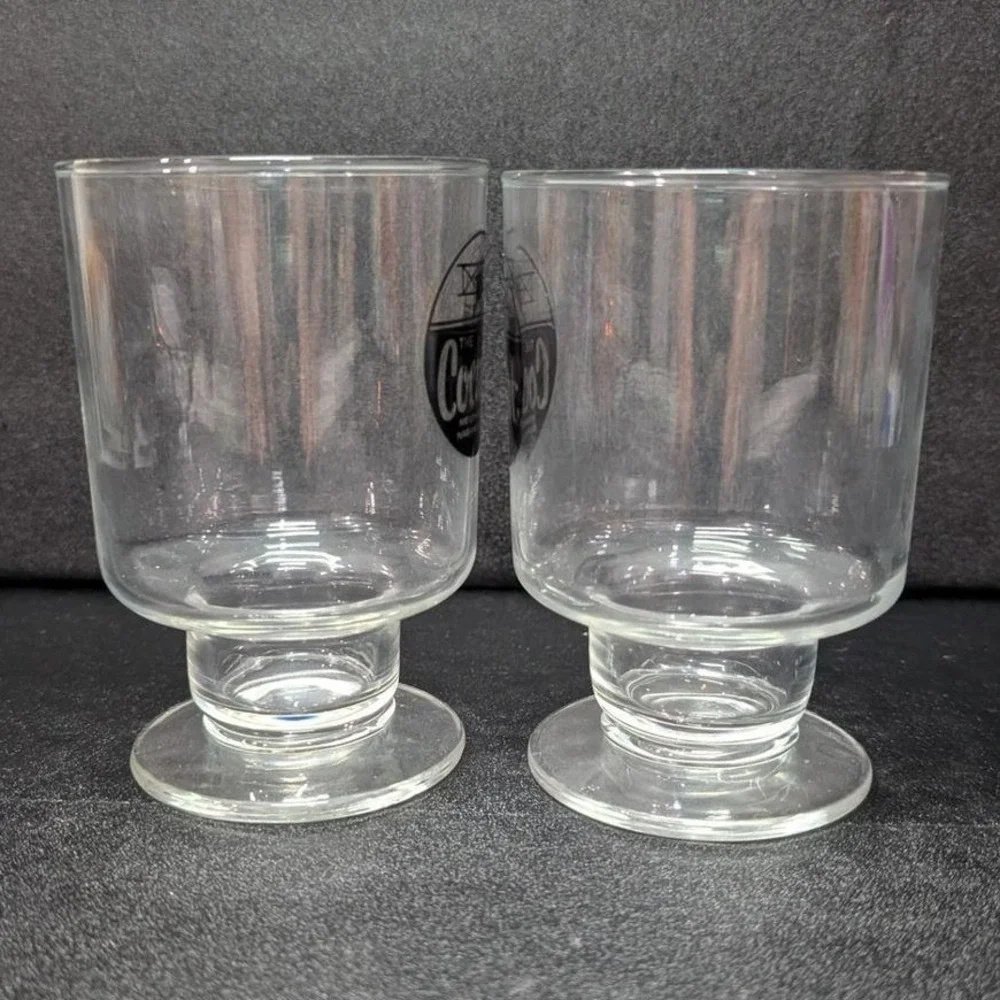 Cockpit Ale Beer Clear Pedestal Glasses, Set‎ of 2, Vintage Memphis Memorabilia